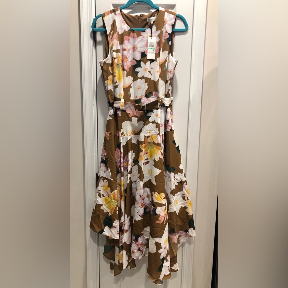 Calvin Klein Brown Floral Midi Dress